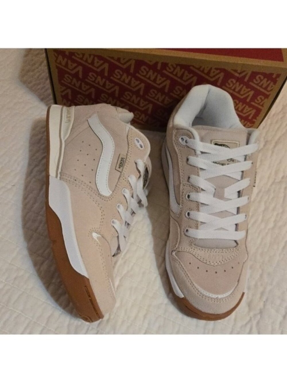 Vans Rowley XLT Skate Suede Men 9 Rainy Day Tan and White Y2K Retro 1026